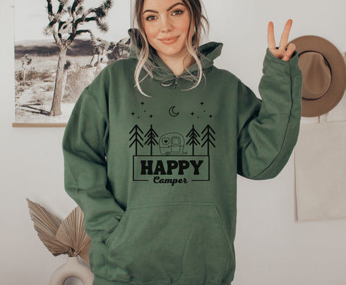 C & Win Sports Happy Camper Hoodie Military Green / S - C & Win Sports