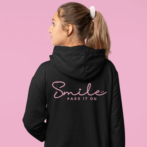 Introducing the ultimate mood lifter and smile inducer: the "Smile...Pass It On" Hoodie! Made with 100% organic cotton that's so soft, even a cactus would feel cuddly wearing it. This isn't just any hoodie; it's your wearable reminder to the world that happiness is contagious, and it starts with a simple smile.