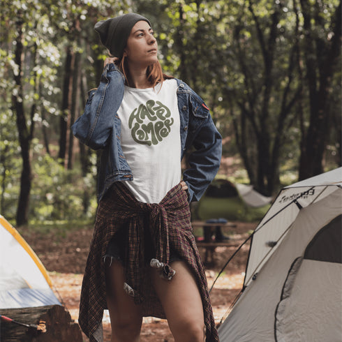Introducing our Happy Camper Retro Letter Graphic T-Shirt, the perfect addition to your camping wardrobe! Made for outdoor enthusiasts and nature lovers alike, this t-shirt combines style and comfort for your next camping adventure.
