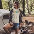 Introducing our vibrant and adventurous camping t-shirt! Featuring bold and colorful "Camp" letters adorned with charming camping icons cut out, this shirt is perfect for outdoor enthusiasts and nature lovers alike.