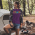 Introducing our vibrant and adventurous camping t-shirt! Featuring bold and colorful "Camp" letters adorned with charming camping icons cut out, this shirt is perfect for outdoor enthusiasts and nature lovers alike.