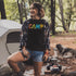 Introducing our vibrant and adventurous camping t-shirt! Featuring bold and colorful "Camp" letters adorned with charming camping icons cut out, this shirt is perfect for outdoor enthusiasts and nature lovers alike.