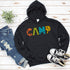Introducing our vibrant and adventurous camping hoodie! Featuring bold and colorful "Camp" letters adorned with charming camping icons cut out, this shirt is perfect for outdoor enthusiasts and nature lovers alike.