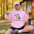 Unisex heavy blend hoodie featuring a funny frog fishing graphic and humorous Big Worm Energy design shown in various lifestyle mockups and outdoor settings.