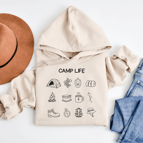 Who needs a postcard when you’ve got a hoodie that is the whole campsite? Our Happy Camper Hoodie is covered in adorable camping doodles.