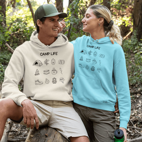 Who needs a postcard when you’ve got a hoodie that is the whole campsite? Our Happy Camper Hoodie is covered in adorable camping doodles.