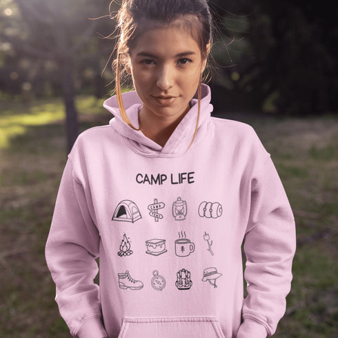 Who needs a postcard when you’ve got a hoodie that is the whole campsite? Our Happy Camper Hoodie is covered in adorable camping doodles.