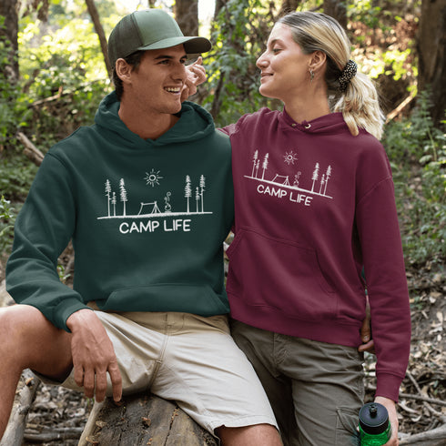 This hoodie Features a laid-back campsite logo, it’s made for folks who think burnt marshmallows are gourmet, tents are luxury suites, and every log is a potential chair.