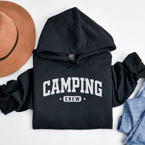 Introducing the "Camping Crew" Hoodie: the ultimate attire for those who believe that a little dirt never hurt anyone and that the great outdoors is merely an extension of their living room.