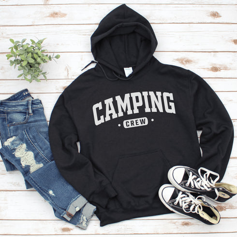 Introducing the "Camping Crew" Hoodie: the ultimate attire for those who believe that a little dirt never hurt anyone and that the great outdoors is merely an extension of their living room.