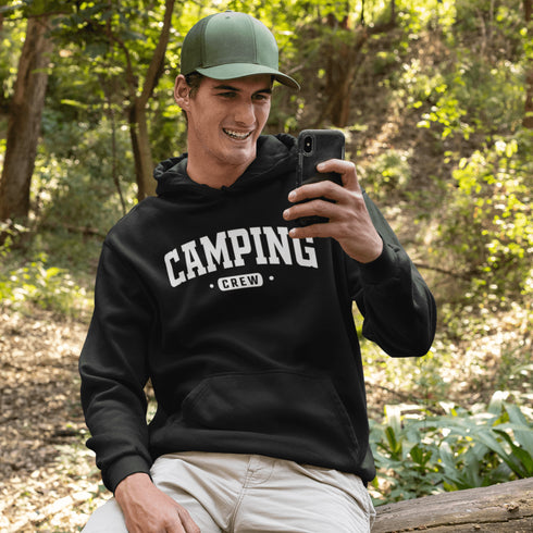 Introducing the "Camping Crew" Hoodie: the ultimate attire for those who believe that a little dirt never hurt anyone and that the great outdoors is merely an extension of their living room.