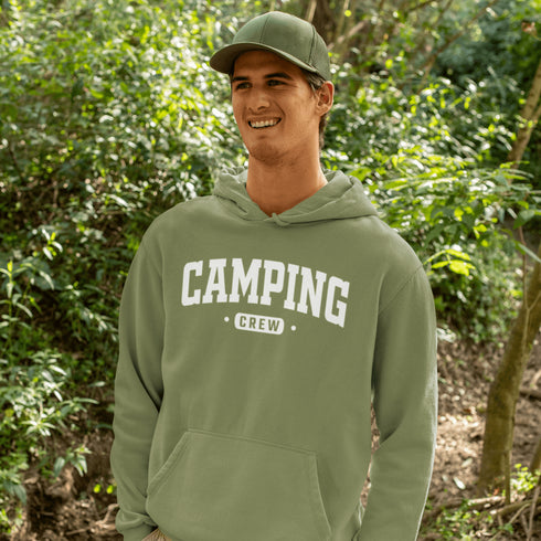 Introducing the "Camping Crew" Hoodie: the ultimate attire for those who believe that a little dirt never hurt anyone and that the great outdoors is merely an extension of their living room.