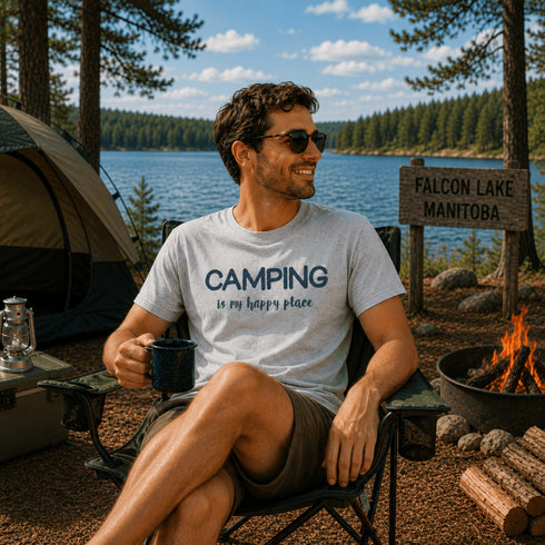 Camping Is My Happy Place T-Shirt | Lake Life Camping Tee