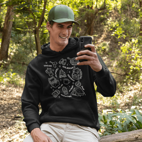 Warning: wearing this hoodie may cause spontaneous road trips, extreme s’mores cravings, and uncontrollable urges to yell “I got the firewood!”