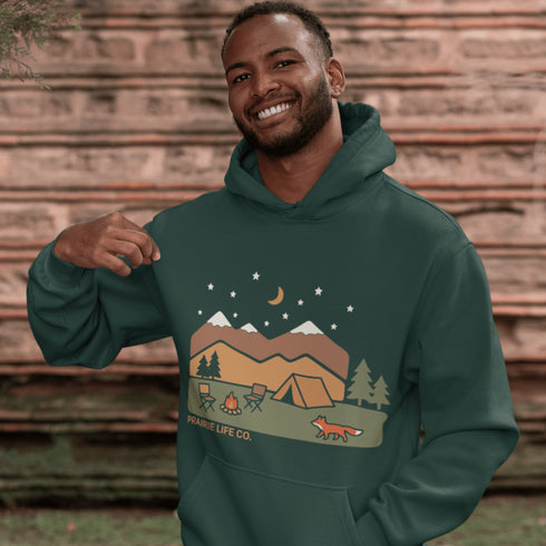 Inspired by peaceful nights under the stars and the quiet magic of the outdoors, the Camping Fox Hoodie captures everything we love about life beyond the city.