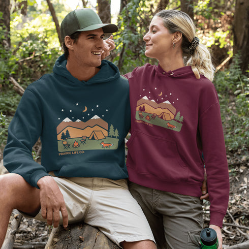 Inspired by peaceful nights under the stars and the quiet magic of the outdoors, the Camping Fox Hoodie captures everything we love about life beyond the city.