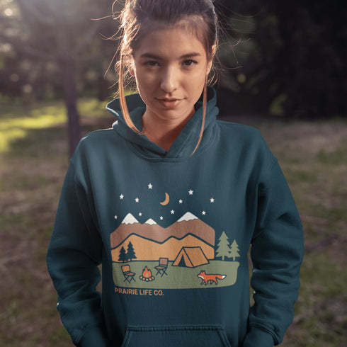 Inspired by peaceful nights under the stars and the quiet magic of the outdoors, the Camping Fox Hoodie captures everything we love about life beyond the city.