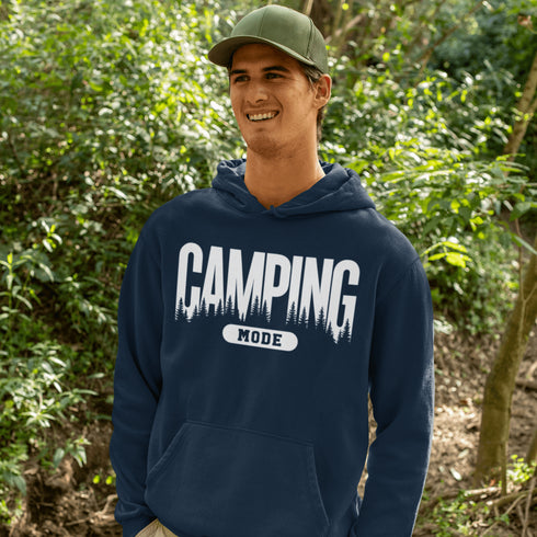 Flip the switch—you're in Camping Mode now. This hoodie says it all in a rugged forest tree font that looks like it was hand-carved by a squirrel with a crafting hobby.