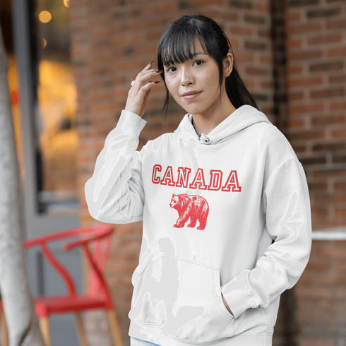 Featuring a burly bear who's as proud of Canada as he is of his fish-catching skills, this hoodie is the ultimate companion for those who want to look grizzly while staying snuggly.