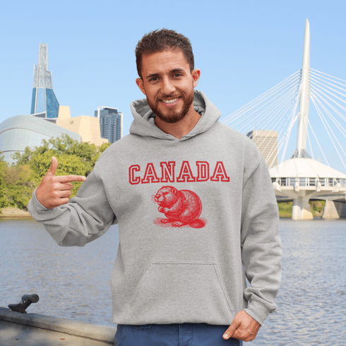 This cozy hoodie features the official mascot of Canadian chill vibes: a Canadian beaver, And smack-dab above the little guy? The iconic word "Canada," so there's no mistaking your loyalty to the land of snow, syrup, and hockey glory!