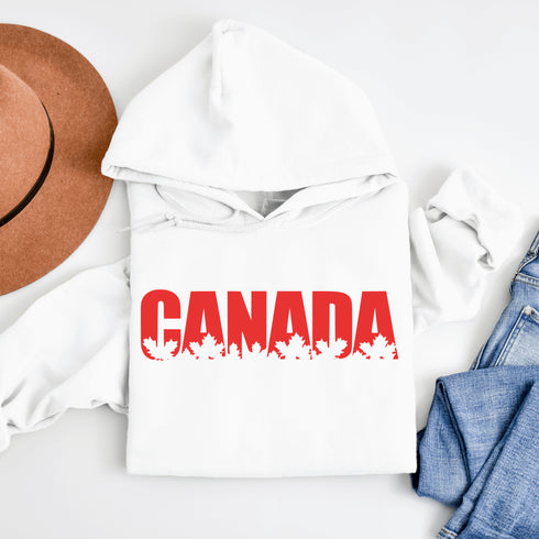 What’s more Canadian than a hoodie that literally spells out CANADA—but make it fashion with maple leaves cut out in the letters?
