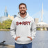Say “Sorry” the Canadian way with our Sorry, Eh? Hoodie! Featuring "Sorry" in red and black plaid with a maple leaf as the “O,” this hoodie is apologetically Canadian in every way.