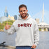Say “Sorry” the Canadian way with our Sorry, Eh? Hoodie! Featuring "Sorry" in red and black plaid with a maple leaf as the “O,” this hoodie is apologetically Canadian in every way.