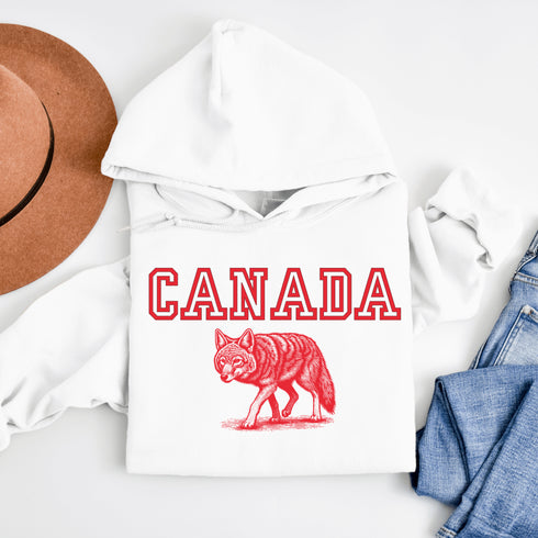 Calling all lone wolves and honorary pack members—the Canada Wolf Hoodie is here to keep you wild, warm, and wonderfully Canadian!