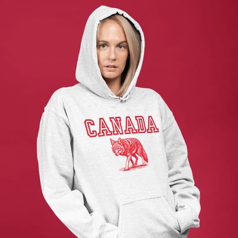Calling all lone wolves and honorary pack members—the Canada Wolf Hoodie is here to keep you wild, warm, and wonderfully Canadian!