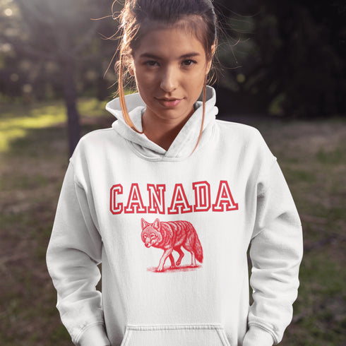 Calling all lone wolves and honorary pack members—the Canada Wolf Hoodie is here to keep you wild, warm, and wonderfully Canadian!