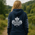 Premium Canada hoodie featuring Indigenous-inspired maple leaf art and Canada sleeve print. Cozy unisex sweatshirt perfect for travel, gifts, and everyday wear.
