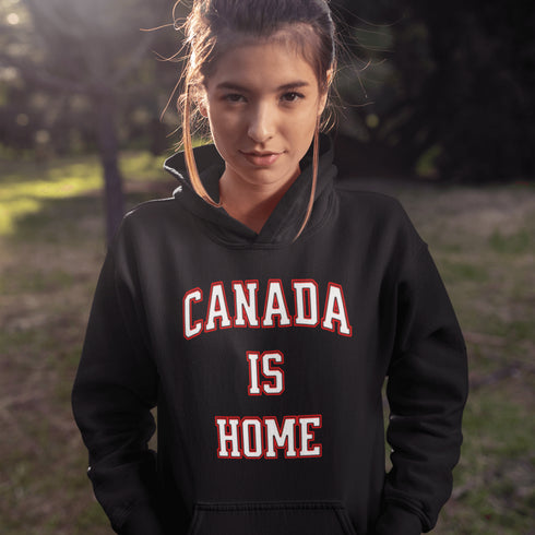 This Canada Is Home hoodie is for those who know that home is where the maple syrup flows, the hockey never stops, and the weather keeps you on your toes.