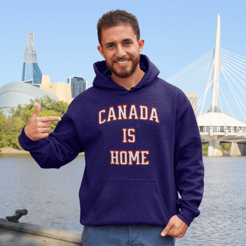 This Canada Is Home hoodie is for those who know that home is where the maple syrup flows, the hockey never stops, and the weather keeps you on your toes.