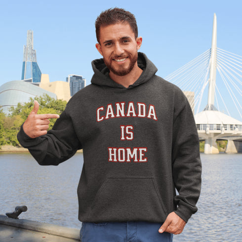 This Canada Is Home hoodie is for those who know that home is where the maple syrup flows, the hockey never stops, and the weather keeps you on your toes.