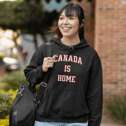This Canada Is Home hoodie is for those who know that home is where the maple syrup flows, the hockey never stops, and the weather keeps you on your toes.