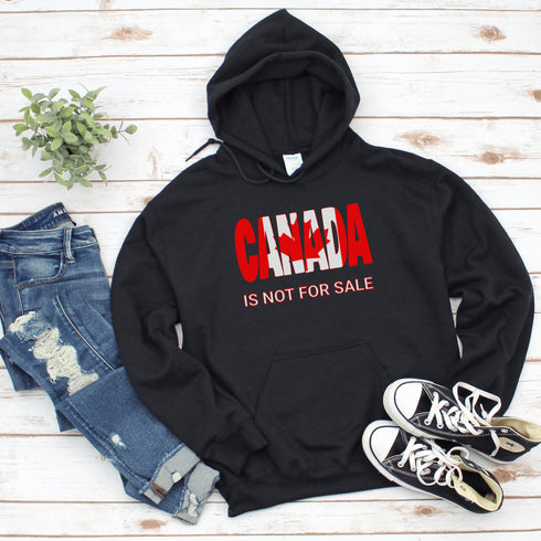 Our "Canada Is Not For Sale" hoodie makes it clear that this great nation isn't up for grabs, no matter how much you offer in loonies and toonies.