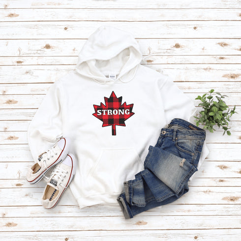 Nothing says Canada Strong like plaid, maple leaves, and a hoodie warm enough to survive a surprise April snowstorm.