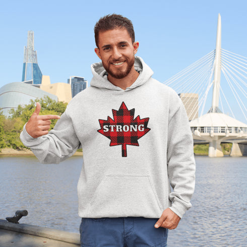 Nothing says Canada Strong like plaid, maple leaves, and a hoodie warm enough to survive a surprise April snowstorm.