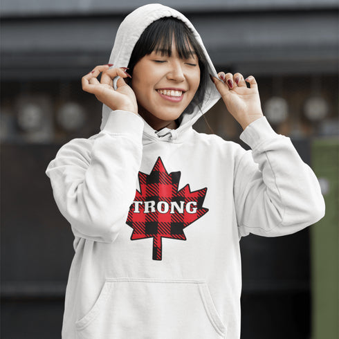 Nothing says Canada Strong like plaid, maple leaves, and a hoodie warm enough to survive a surprise April snowstorm.