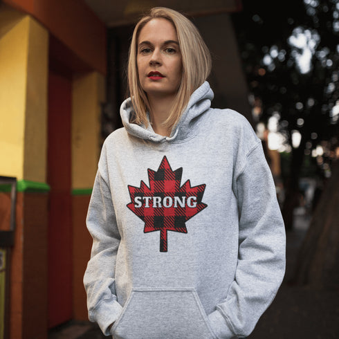 Nothing says Canada Strong like plaid, maple leaves, and a hoodie warm enough to survive a surprise April snowstorm.