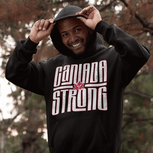 Canada Strong Hoodie – Retro Vibes, Maple Syrup Approved! Show off your unapologetically Canadian strength with the Canada Strong hoodie.