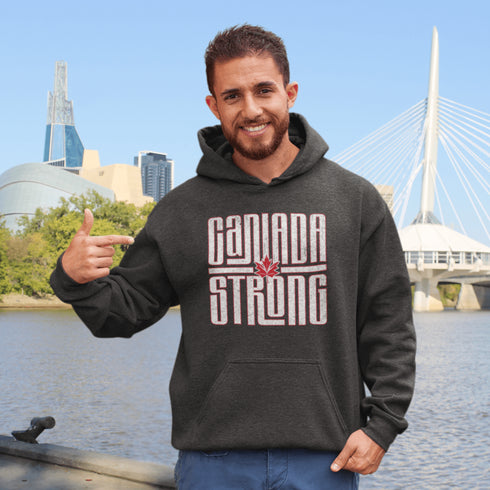 Canada Strong Hoodie – Retro Vibes, Maple Syrup Approved! Show off your unapologetically Canadian strength with the Canada Strong hoodie.