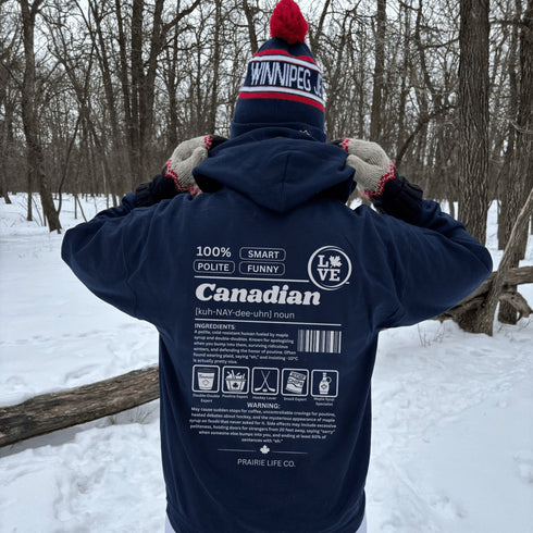 Show your Canadian pride with this funny Canadian definition hoodie featuring maple syrup, hockey, poutine and double-doubles. A cozy hoodie perfect for true Canadians.