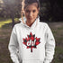 Featuring a bold Canadian maple leaf in classic red and black plaid with a proudly placed "Eh!" on the front, this hoodie is as Canadian as maple syrup on poutine.