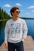 Lake Life Falcon Lake Manitoba custom sweatshirt with hand-drawn lake icons design on cozy crewneck apparel