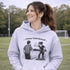 Funny soccer hoodie with “Classy Until Kickoff” text and illustration of woman yelling at referee on soccer field
