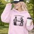 Funny soccer hoodie with “Classy Until Kickoff” text and illustration of woman yelling at referee on soccer field