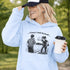 Funny soccer hoodie with “Classy Until Kickoff” text and illustration of woman yelling at referee on soccer field