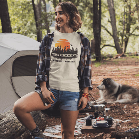 Introducing our exclusive collection of customizable lake-themed t-shirts, featuring breathtaking scenes from the iconic lakes of Manitoba and Ontario. Each shirt in this collection is a canvas for the serene beauty and tranquil waters that these provinces are renowned for.