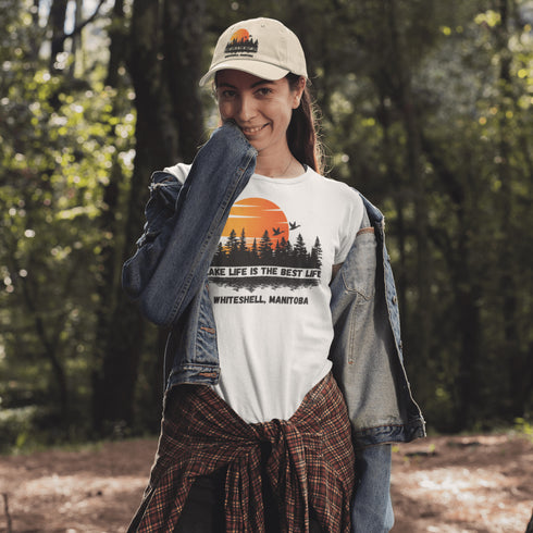 Introducing our exclusive collection of customizable lake-themed t-shirts, featuring breathtaking scenes from the iconic lakes of Manitoba and Ontario. Each shirt in this collection is a canvas for the serene beauty and tranquil waters that these provinces are renowned for.